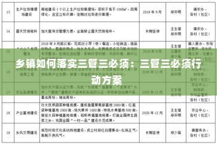 乡镇如何落实三管三必须:三管三必须行动方案