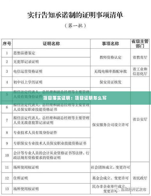 项目落实证明：项目证明怎么写 