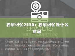独家记忆2530:独家记忆是什么意思