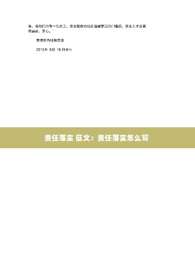 责任落实 征文：责任落实怎么写 