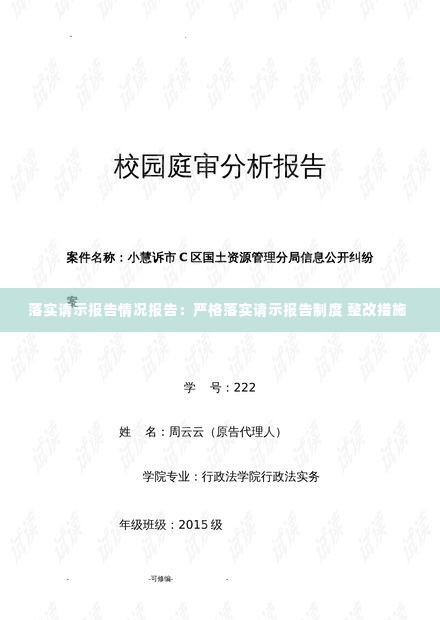 落实请示报告情况报告:严格落实请示报告制度 整改措施