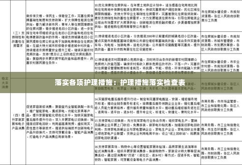 落实各项护理措施：护理措施落实检查表 