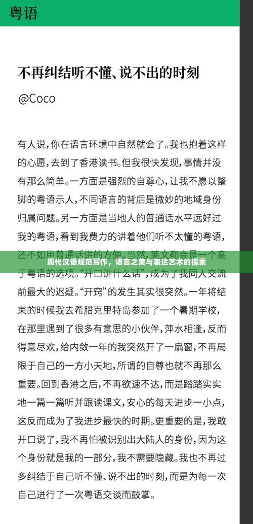 现代汉语规范写作，语言之美与表达艺术的探索