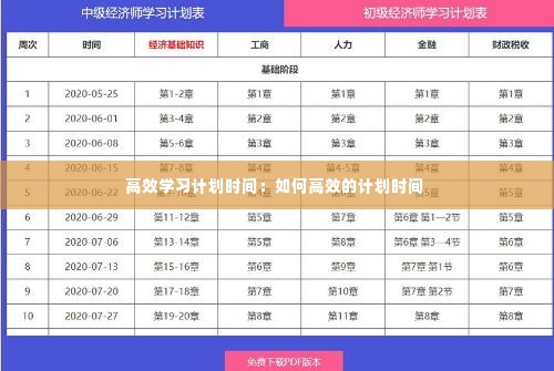 高效学习计划时间:如何高效的计划时间