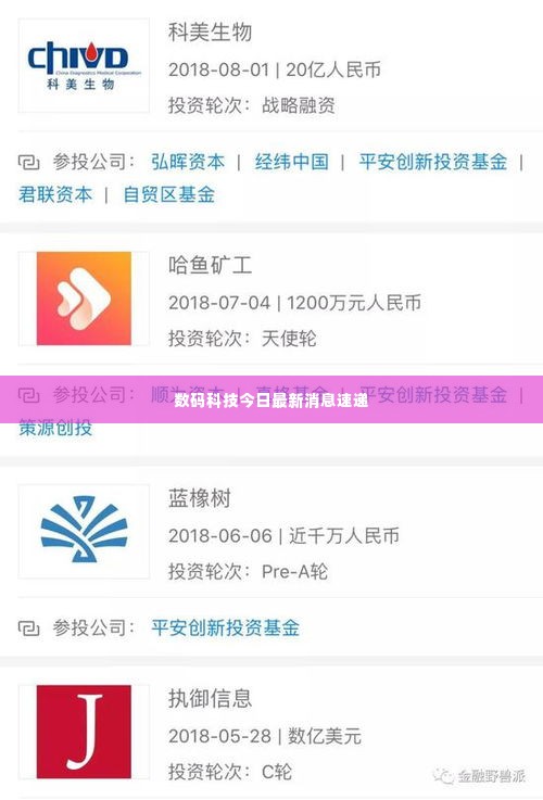 数码科技今日最新消息速递