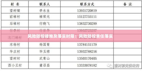 风险防控措施及落实时限:风险防控责任落实