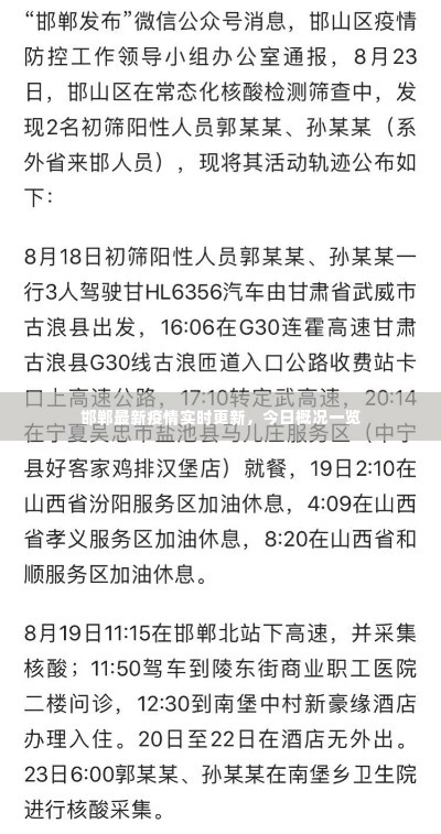 邯郸最新疫情实时更新,今日概况一览