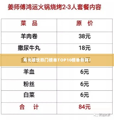 寿光餐饮热门榜单TOP10榜单揭晓！