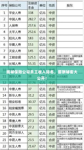 揭秘保险公司员工收入排名,薪酬秘密大公开!