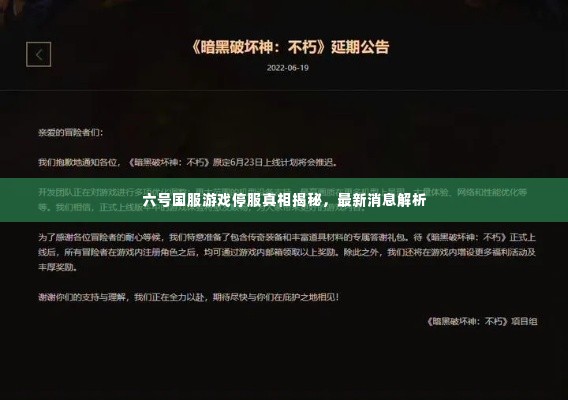 六号国服游戏停服真相揭秘,最新消息解析