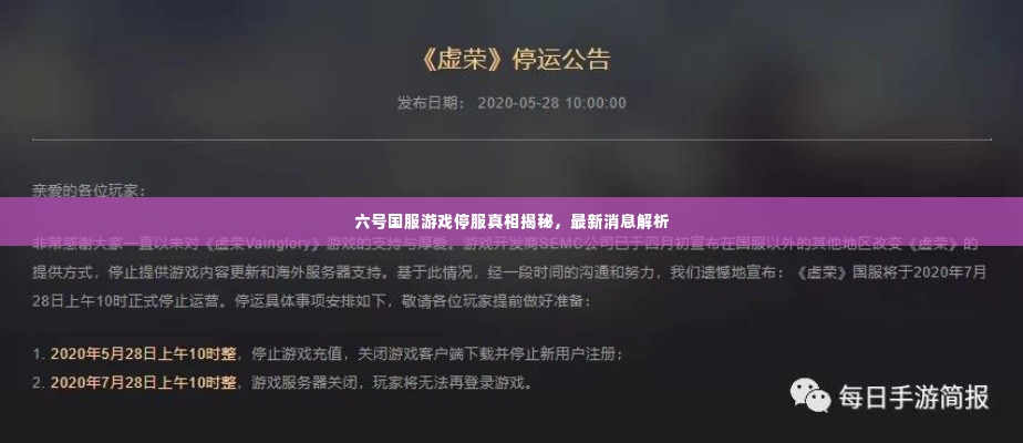 六号国服游戏停服真相揭秘,最新消息解析