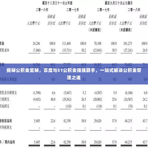 揭秘公积金奥秘，百度与51公积金强强联手，一站式解读公积金管理之道