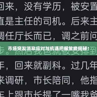 市场突发消息应对与机遇把握策略揭秘!