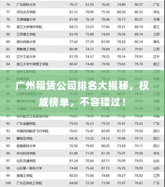 广州租赁公司排名大揭秘,权威榜单,不容错过!