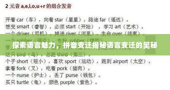 探索语言魅力,拼音变迁揭秘语言变迁的奥秘