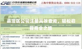 嘉定区公司注册高效查询,轻松启程商业之旅