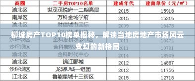 柳城房产TOP10榜单揭秘，解读当地房地产市场风云变幻的新格局