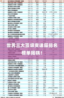 世界三大顶级变速箱排名榜单揭晓!