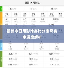 最新今日足彩比赛比分表及赛事深度解析