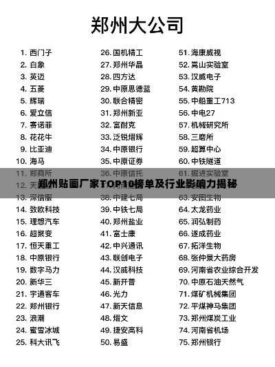 郑州贴画厂家TOP10榜单及行业影响力揭秘