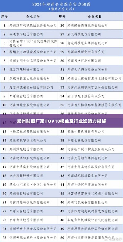 郑州贴画厂家TOP10榜单及行业影响力揭秘