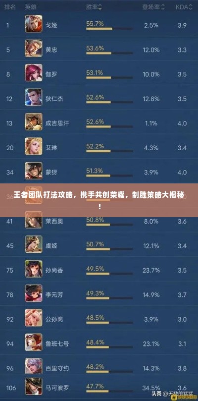 王者团队打法攻略，携手共创荣耀，制胜策略大揭秘！