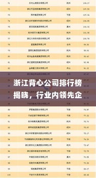 浙江背心公司排行榜揭晓,行业内领先企业榜单
