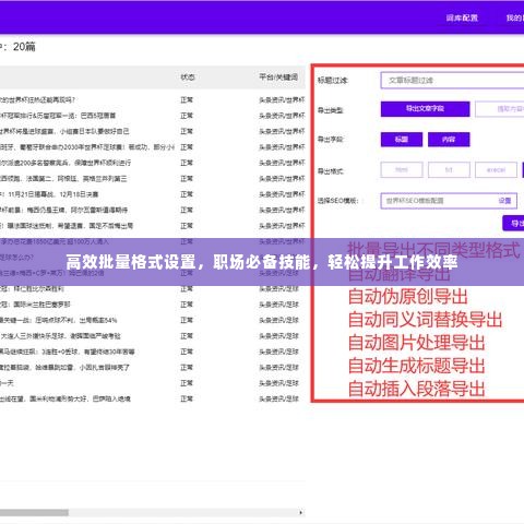 高效批量格式设置，职场必备技能，轻松提升工作效率
