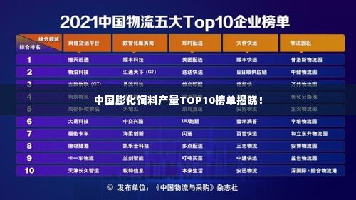 中国膨化饲料产量TOP10榜单揭晓!