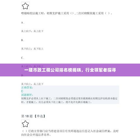 一建市政工程公司排名榜揭晓,行业领军者探寻