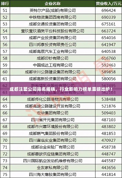 成都注塑公司排名揭晓，行业影响力榜单重磅出炉！