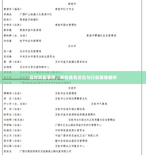 应对突发事件，党的角色定位与行动策略解析