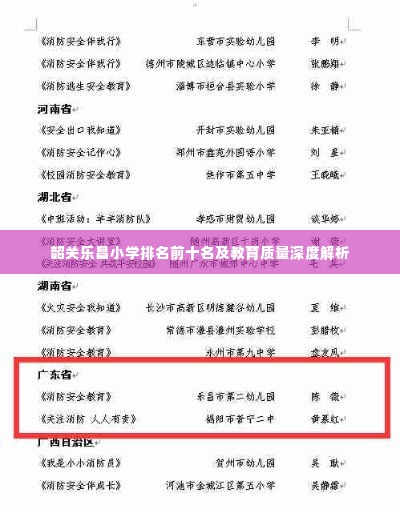 韶关乐昌小学排名前十名及教育质量深度解析