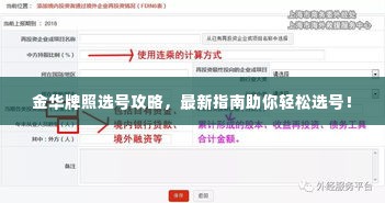 金华牌照选号攻略,最新指南助你轻松选号!