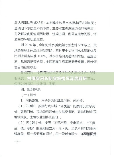 村落实河长制实施情况深度解析