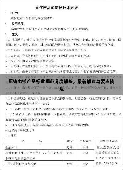 压铸电镀产品标准规范深度解析，最新解读与要点梳理