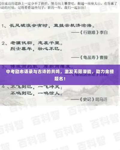 中考励志语录与古诗的共鸣,激发无限潜能,助力金榜题名!