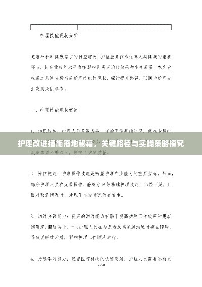护理改进措施落地秘籍,关键路径与实践策略探究