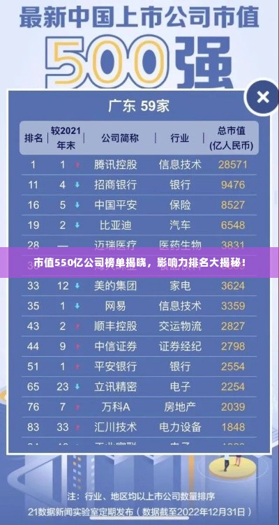 市值550亿公司榜单揭晓，影响力排名大揭秘！