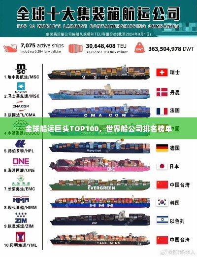全球船运巨头TOP100,世界船公司排名榜单