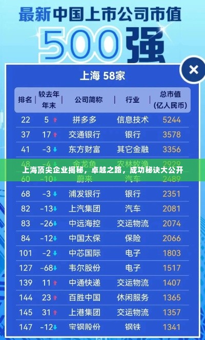 上海顶尖企业揭秘,卓越之路,成功秘诀大公开