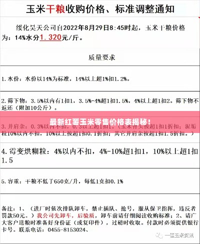 最新红薯玉米零售价格表揭秘!