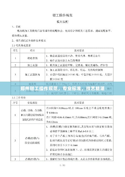 郑州钳工操作规范,专业标准,技艺精湛