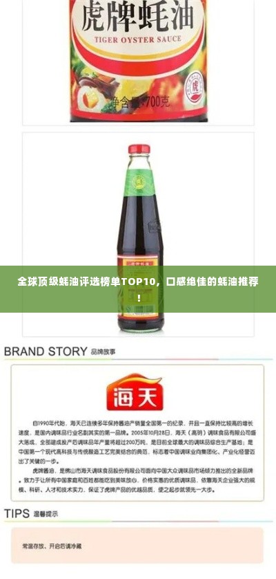 全球顶级蚝油评选榜单TOP10，口感绝佳的蚝油推荐！