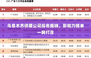 乌鲁木齐供暖公司排名揭晓，影响力榜单一网打尽