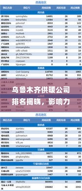 乌鲁木齐供暖公司排名揭晓,影响力榜单一网打尽