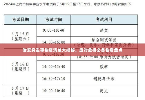 治安突发事物资清单大揭秘,应对危机必备物资盘点