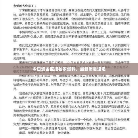 今日资金监控独家爆料，最新消息速递