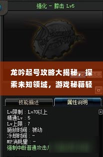 龙吟起号攻略大揭秘,探索未知领域,游戏秘籍轻松掌握