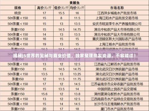揭秘JS世界的奥秘与商业价值,独家整理批发资源,不容错过!